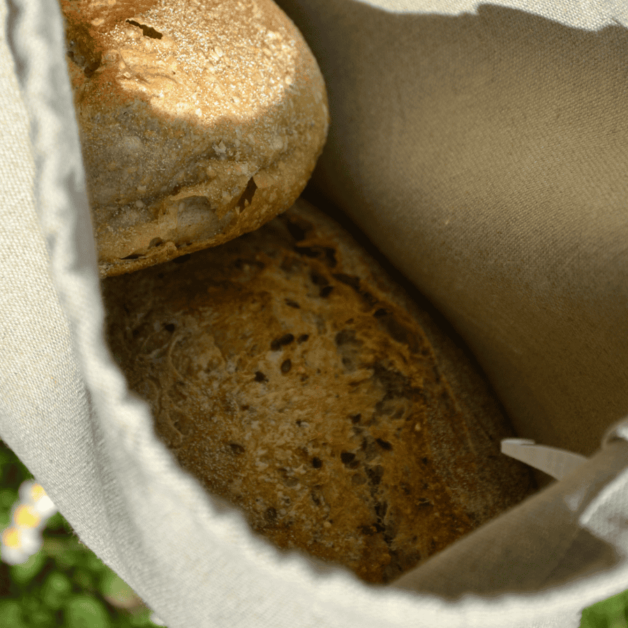 Sac à pain le gourmand en lin biologique, coloris beige foncé, vue intérieure