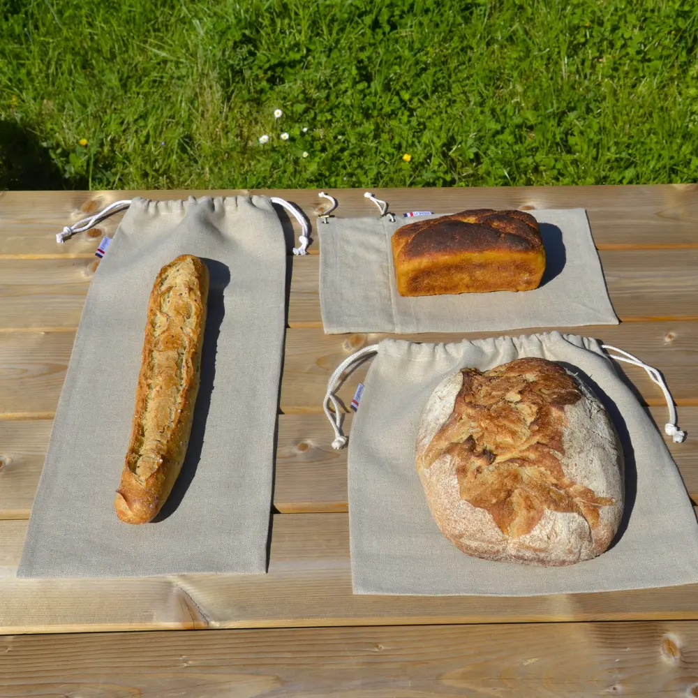 Sacs à pain en lin biologique certifié GOTS : les 3 modèles proposés par Les extra-ordinaires