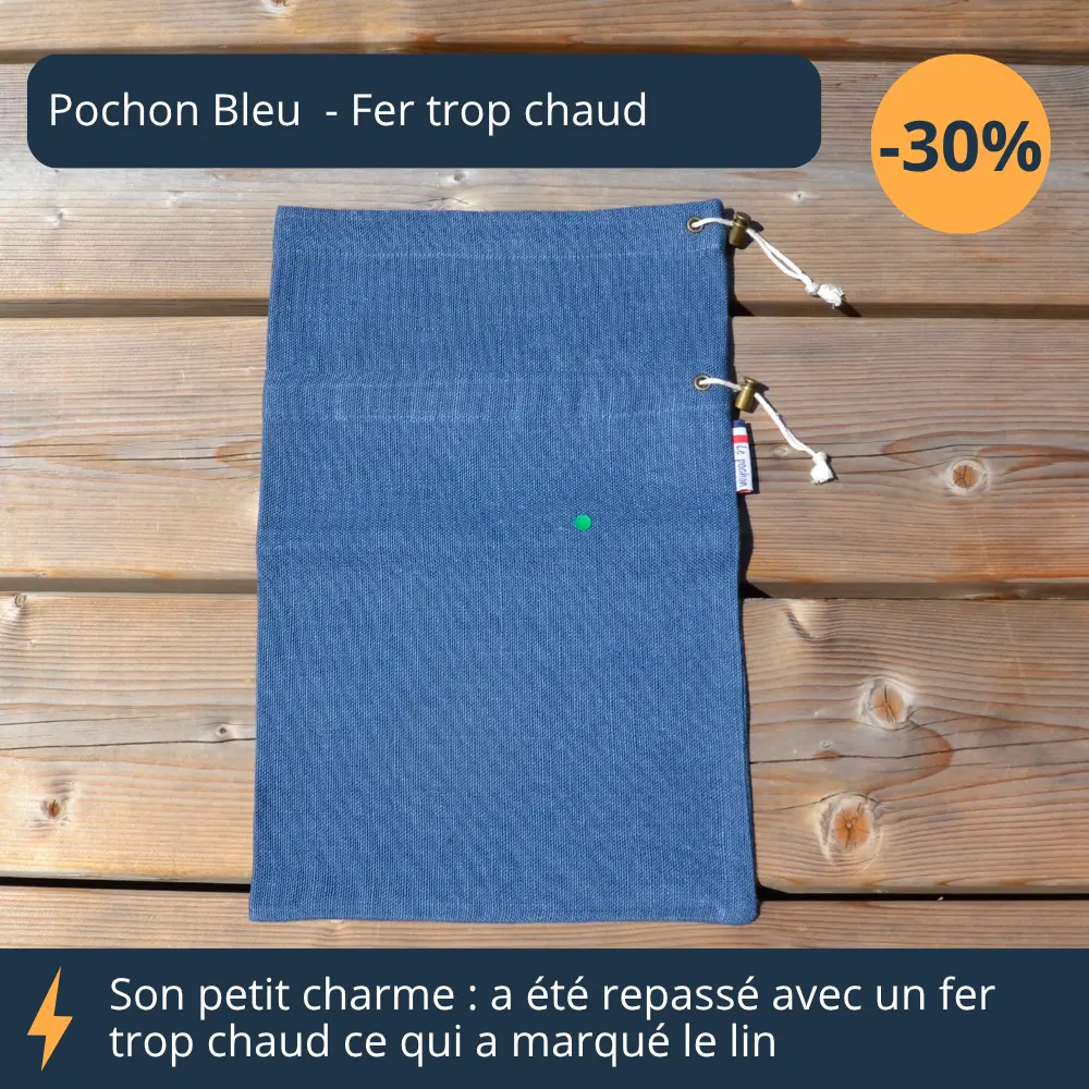 Pochon bleu recalé fer trop chaud